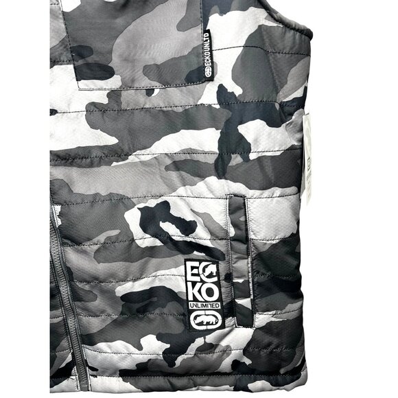 Ecko Unltd Mens Camouflage Hooded Vest Sherpa Lining Sleeveless Full-Zip Size XL - Picture 6 of 14